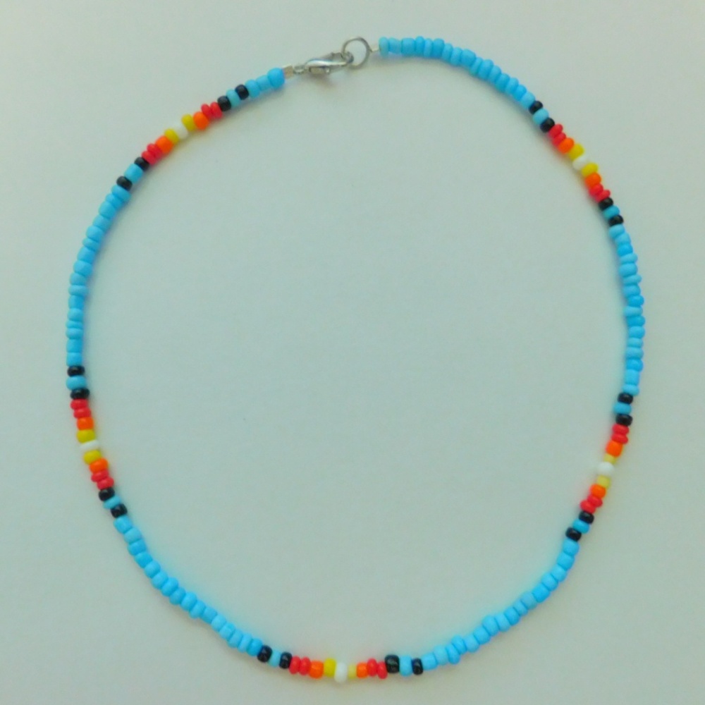 Blue Seed Bead Trendy Sunrise Choker Necklace VSCO